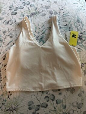 all in motion Cream V-Neck Cropped Tank Top